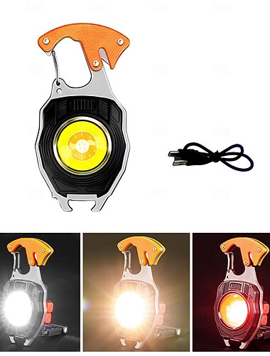 פנס מיני לד למחזיק מפתחות, פנס LED נטען למחזיק מפתחות של jeswo, רב תכליתי, פנסי קמפינג ניידים 550 לומן, 3 מצבי תאורה, לתאורת חוץ, גיבוי של משק הבית