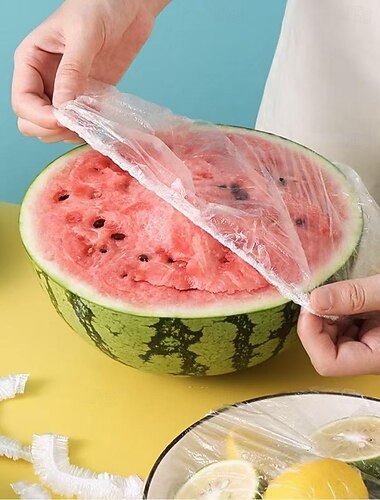 100 stk. gjenbrukbare elastiske lokk til matoppbevaring, gjennomsiktige, strekkbare plastlokk til boller og tallerkener, lufttette forseglinger, ingen lukt, ideelt alternativ til folie og plastfolie