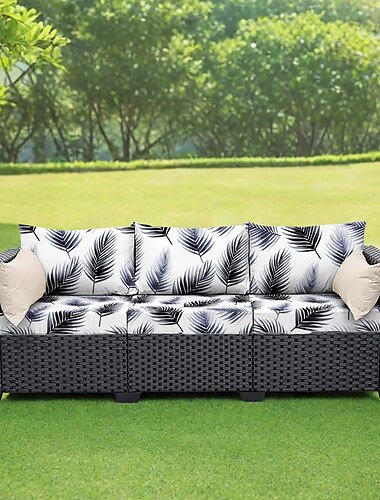 غطاء وسادة مقعد خارجي للفناء، مصنوع من الألياف الدقيقة المصبوغة بخيوط مزخرفة بأزهار