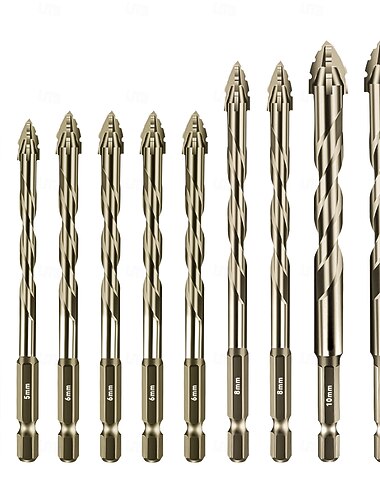 Four-Flute Sawtooth Eccentric Drill Bit Set for Tile, Concrete, and Glass, Dry Drilling Cross Head Bits for Precise Punching, Multi-Material Hole Saw Kit