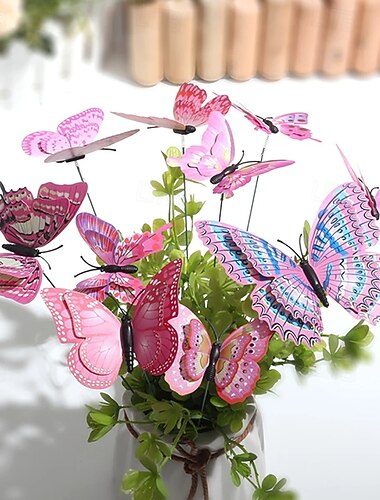 10個の大きな蝶の庭の庭のプランターカラフルな防水3D蝶の杭の装飾屋外の装飾パーティーガーデンの装飾