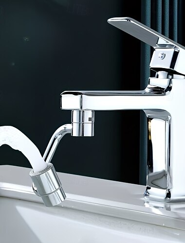 1 τεμάχιο διπλής λειτουργίας περιστρεφόμενος σύνδεσμος βρύσης 360 μοιρών, ροή νερού 2 τύπων, φινίρισμα χρωμίου, κράμα ψευδαργύρου, εύκολη εγκατάσταση για νιπτήρες μπάνιου &βρύσες, κλασικός σχεδιασμός,