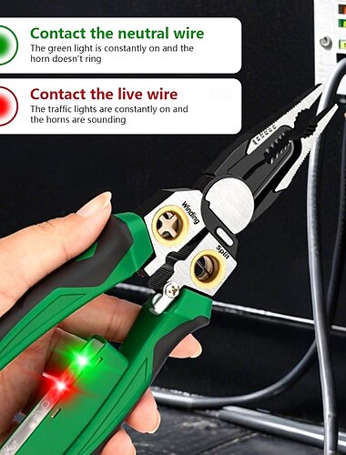 8 in 1 Wire Stripper with Voltage Tester, 2025 New Multi-Function Electric Wire Stripping Tool for Cutting and Pulling Pliers, Electric Pliers, Electrician Repair Tool