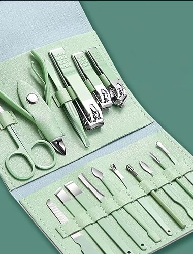 مجموعة مقص أظافر احترافية 16 في 1، مجموعة مانيكير وباديكير، مجموعة أدوات العناية بالأظافر من الفولاذ المقاوم للصدأ مع حقيبة جلدية فاخرة للسفر للأظافر السميكة للرجال والنساء كهدية