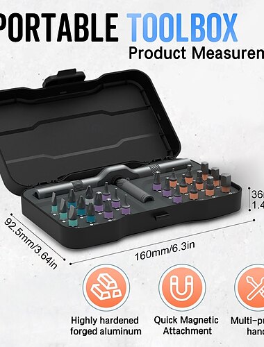DIYドライバー 24 in 1 2025 新登場 24 in 1 マルチビット磁気ドライバーセット、磁気ドライバーセット、多目的ラチェットレンチドライバー S2 磁気ドリルビット、取り外し可能なTラチェットハンドル
