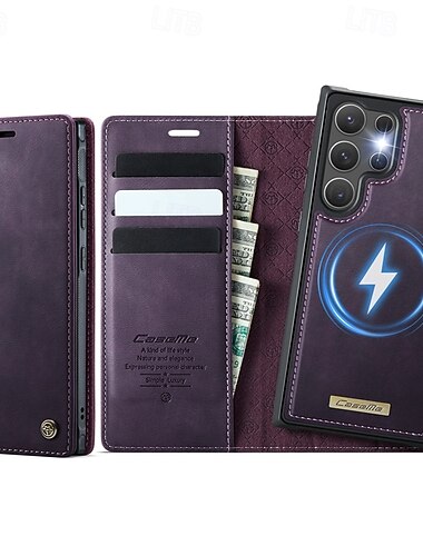 telefon fodral Till Samsung Galaxy S26 Ultra Plus S25 S25 Edge S24 S23 Ultra Plus S24 FE S22 Plus Ultra A16 A55 5G A35 5G Plånboksfodral med stativ Avtagbar Magnet Kontor / företag TPU PU läder