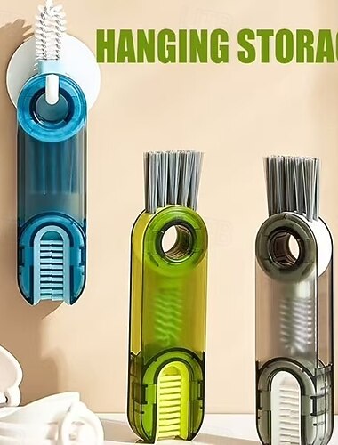 3-teilige Multifunktions-Reinigungsbürste 3 in 1, U-förmige Tassenrand- und Deckelbürsten für Wasserflaschen, Thermoskannen, Babyflaschen, Reinigung schmaler Spalten,