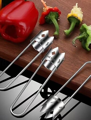 3 pezzi di togli torsolo multifunzionali per frutta e verdura, strumento in acciaio inossidabile per mele, peperoni, melone amaro, utensile da cucina essenziale con foro per appendere