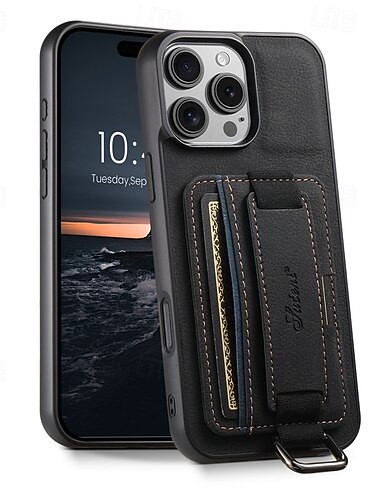 هاتف غطاء من أجل iPhone 17 Pro Max 17 Air 16 Pro Max Plus 15 Pro Max Plus 15 14 Pro Max Plus 16e غطاء خلفي مع رباط المعصم مسند الدراجة فتحة لبطاقة مكتب  /  الأعمال TPU جلد PU