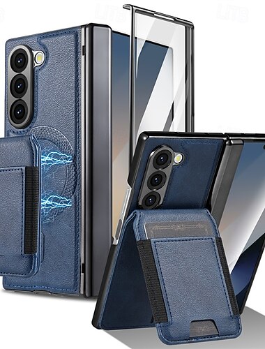 téléphone Coque Pour Samsung Galaxy Pliage en Z 7 Z Fold 6 Z Fold 5 Z Fold 4 Z Fold 3 Adsorption Magnétique Étui Portefeuille Magnétique Protection complète du corps Antichoc Rétro PC faux cuir