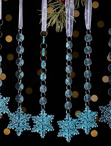 6 τεμάχια κρυστάλλινα χριστουγεννιάτικα στολίδια για διακοσμήσεις δέντρων - κρεμαστά ακρυλικά στολίδια νιφάδας χιονιού με μενταγιόν για χειμερινές διακοσμήσεις πολυελαίων με κρύσταλλα, προμήθειες