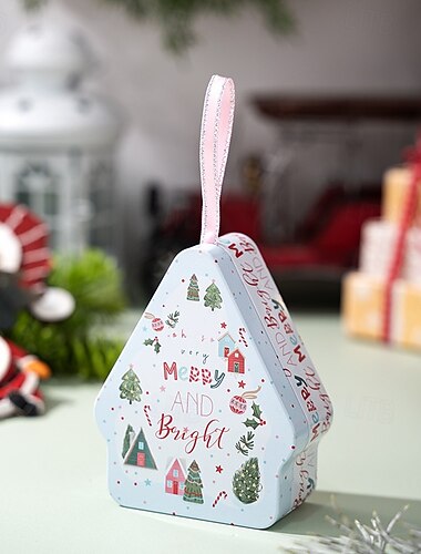 Julekagedåser med låg til gavegivning juleblikbeholdere kreativ tegneserie slik metalæske feriedekoration gaveemballage festlig julefest opbevaringstilbehør