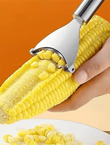 Lot de 2 éplucheurs de maïs en acier inoxydable – outils manuels pour éplucher le maïs et retirer les grains de l'épi, gadgets de cuisine pour un battage rapide et facile du maïs