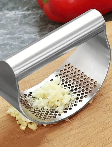 Presse-ail en acier inoxydable – broyeur d'ail à anneau incurvé pour usage domestique, hachoir à ail manuel et presse-purée