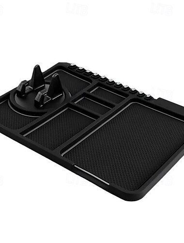 Tapis antidérapant pour tableau de bord de voiture, support de téléphone multifonctionnel en silicone avec plaque d'immatriculation de stationnement temporaire, support GPS et organisateur de