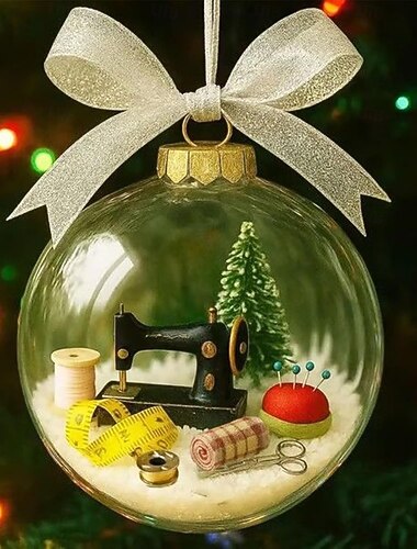 Weihnachten Urlaub Nähen Schneekugel Ornament Schneekugel antike Nähmaschine Weihnachtsschmuck Retro-Nähmaschine-Themen Urlaub gemütliche Feiertagswünsche für Quilter, Näher