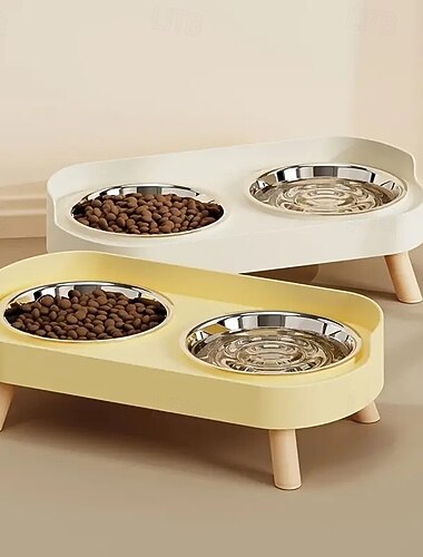 Erhöhte Futterstation für Haustiere mit Doppelnäpfen, hochstehender Wasser- und Futternapf, Edelstahl, mehrere Farben für Katzen und Hunde
