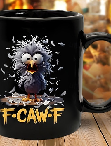Taza divertida de pollo f-caw-f, taza de café con gallo humorístico, regalo de Navidad para amigos. &Taza de té de cerámica familiar para oficina, cocina, cumpleaños, Navidad o idea de regalo