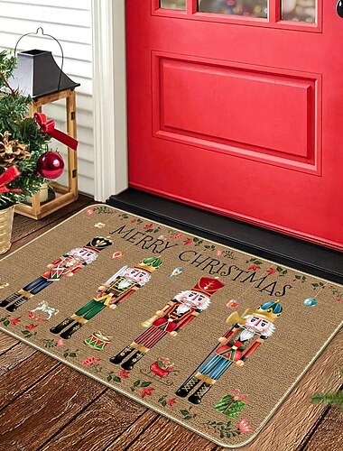 Capacho de Natal Resistente à Sujeira Tapete de Entrada Tapete Macio Antiderrapante Lavável na Máquina para Cozinha Banheiro e Sala