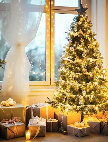  Kerstverlichting 10M 100 LED Duidelijke Draad Twinkle Feeen Stringlichten Binnen/Buiten Plug-in Kerstverlichting 220V voor Kerst Bruiloft Feest Boomdecoraties