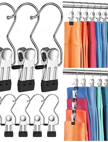 Pacote com 30 cabides para calças com clipe, economiza espaço para roupas e chapéus, organizador de leggings para pendurar no armário, cabides para calças de ioga que economizam espaço, organização do armário