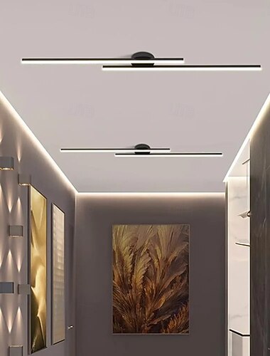 plafonnier minimaliste longue bande plafonnier semi-encastré, lustres modernes linéaires près du plafond pour salon chambre couloir cuisine uniquement dimmable avec télécommande 110-240v