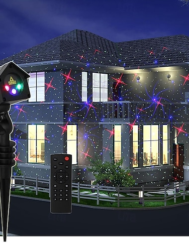 Mini casa rgb lucciola con 32 modelli di luci laser da giardino proiettore luci natalizie luci laser da giardino impermeabili illuminazione decorativa per interni ed esterni per feste di compleanno di