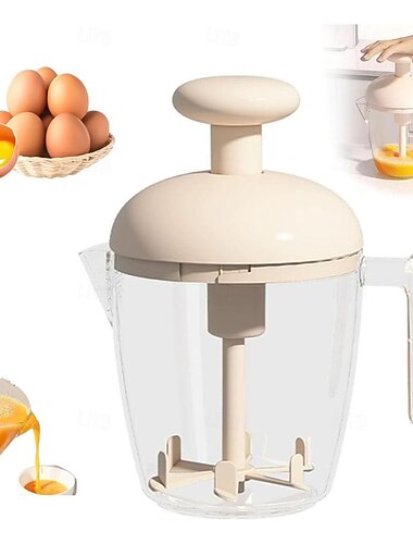 手動プレス卵ビーターとクリーム泡立て器 - 食品グレードのプラスチック製ベーキングカップ、家庭用ハンドヘルドベーカー、卵、クリーム、バッターを泡立てるための多機能ミキサー