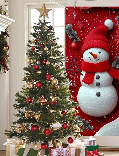 Noël Affiches Couverture de porte Bannières extérieures Bonhomme de neige Bas Mignon 3D Soirée Dortoir Chambre d'adolescents Résidence universitaire Chambre d'amis pour hommes dans une fraternit