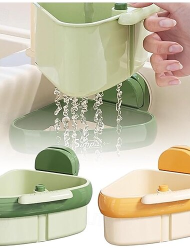 Rejilla de esquina para fregadero con ventosa (paquete de 2), cesta de colador de fregadero a presión, cesta de escurridor de vaciado automático, soporte para esponja de grifo, organizador de