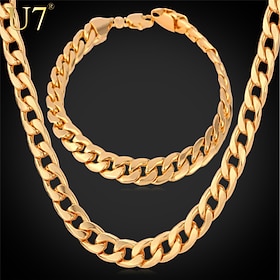 Chain Bracelet Chain Necklace For Men's Women's Party Gift Daily Rose Gold Platinum Plated Gold Plated Cuban Gold Silver Rose Gold dress to impress
