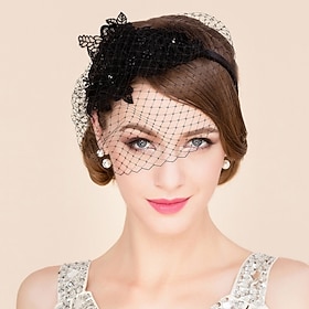 Headwear Net Veil Hat Wedding Casual Tea Party Valentine's Day Horse Race Retro Romantic Classic With Tulle Face Veil Headpiece Headwear dress to impress Race