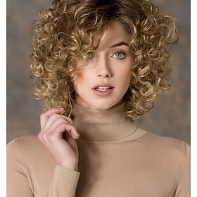 Blonde Perücken Für Frauen Synthetische Perücke Lockig Lockig Seitenteil Perücke Blonde Kurze Blonde Synthetische Haare Damenmode Blond