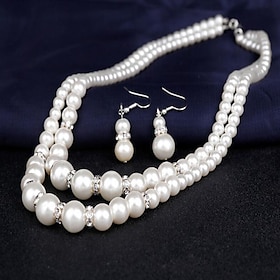 Necklace Earrings For Women's Pearl Party Wedding Gift Pearl Double Strand / Bridal Jewelry Sets / Daily / Engagement