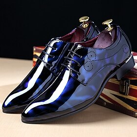 Men's Oxfords Dress Shoes Business Classic British Daily Party  Evening Office  Career Patent Leather Breathable Wear Proof Black Burgundy Royal Blue