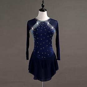Figure Skating Dress Crystals / Rhinestones Women's Girls' Training Long Sleeve High Chinlon Tulle
