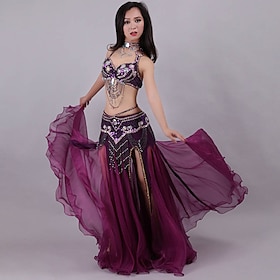 Belly Dance Costumes Skirts Crystals Carnival Wear / Rhinestones Paillette Women's Performance Training Sleeveless Dropped Polyester