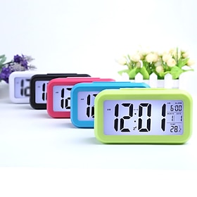 Smart Night Light Digital Alarm Clock With Date Indoor Temperature Battery Operated Bedside Clock Digital Display For Bedroom Desk Gifts Cl