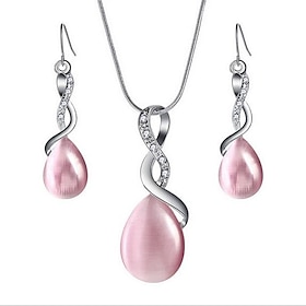 1 set Jewelry Set Drop Earrings For Women's Crystal Party Gift Daily Opal Silver-Plated Alloy Briolette Infinity Pear / Pendant Necklace