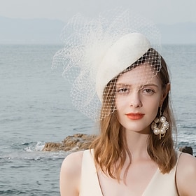 Fascinators Headwear 100% Linen Bucket Hat Pillbox Hat Wedding Melbourne Cup With Floral Headpiece Headwear