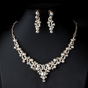 1 set Bridal Jewelry Sets For Women's Pearl Party Wedding Gift Imitation Pearl Rhinestone Alloy Link / Chain Flower Botanical / Engagement dress to impress 202