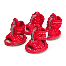 Mesh Dog Shoes Pet Boots, Breathable Dog Shoes for Small Doggy, Waterproof Pet Sandals with Anti-Slip Sole and Zipper Closure, Durable Pet Paw Protector for Ho