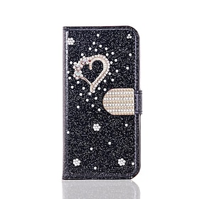 Phone Case For Samsung Galaxy S25 S24 S23 S22 S21 FE S21 Ultra Plus A55 5G A35 5G A25 A15 Wallet Case with Stand Holder Bling Rhinestone Heart Glitter Shine Fl