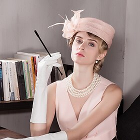 Hats Headdress Top Hat Sinamay Hat Tea Party Beach Kentucky Melbourne Cup Elegant Romantic British With Flower Lace Side Headpiece Headwear dress to impress Ra