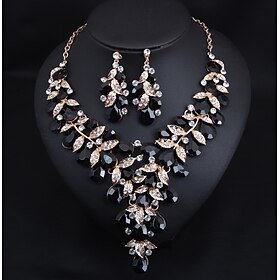 Bridal Jewelry Sets 1 set Crystal Rhinestone Alloy 1 Necklace Earrings Women's Statement Colorful Cute Fancy Flower irregular Jewelry Set For Wedding Party