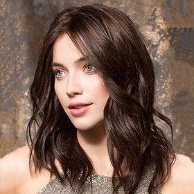 Brown Wigs for Women Synthetic Wig Body Wave Asymmetrical Wig Long Brown Synthetic Hair 20 Inch Women's Best Quality Curling Brown