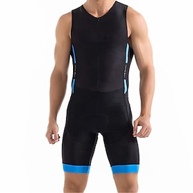 21Grams Men's Triathlon Tri Suit Sleeveless Mountain Bike MTB Road Bike Cycling Blue Green Black Blue Bike Clothing Suit UV Resistant 3D Pa