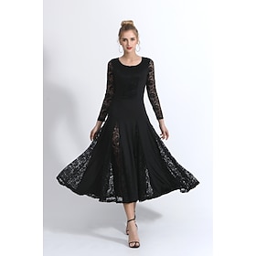 Ballroom Dance Dance Costumes Dress Lace Women's Training Performance Long Sleeve Natural Lace Milk Fiber