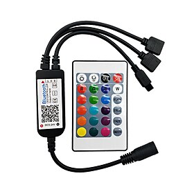 Bluetooth Double Outlet LED Smart Controller Working With Android And IOS System Free App For RGB LED Light  Comes With 24 Keys IR Remote C