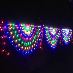 Elegant Wedding Party Reception 3.5M Peacock Mesh Net LED String Lights, IP65 Waterproof Colorful Fairy Garland for Outdoor Party Decor AC110V/220V